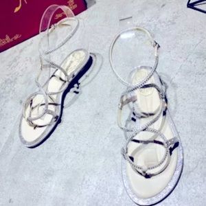 Sparkly rhinestone flat sandals